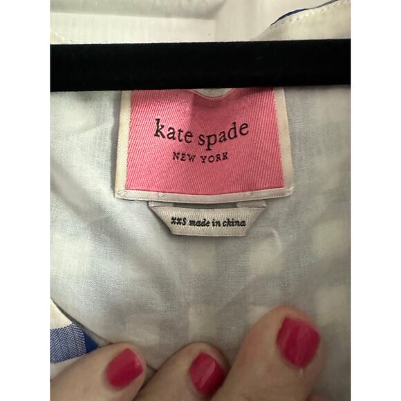 KATE SPADE New York Blue Blueberry Gingham Checked Plaid Smock Waist Dress - XXS - Picture 6 of 8
